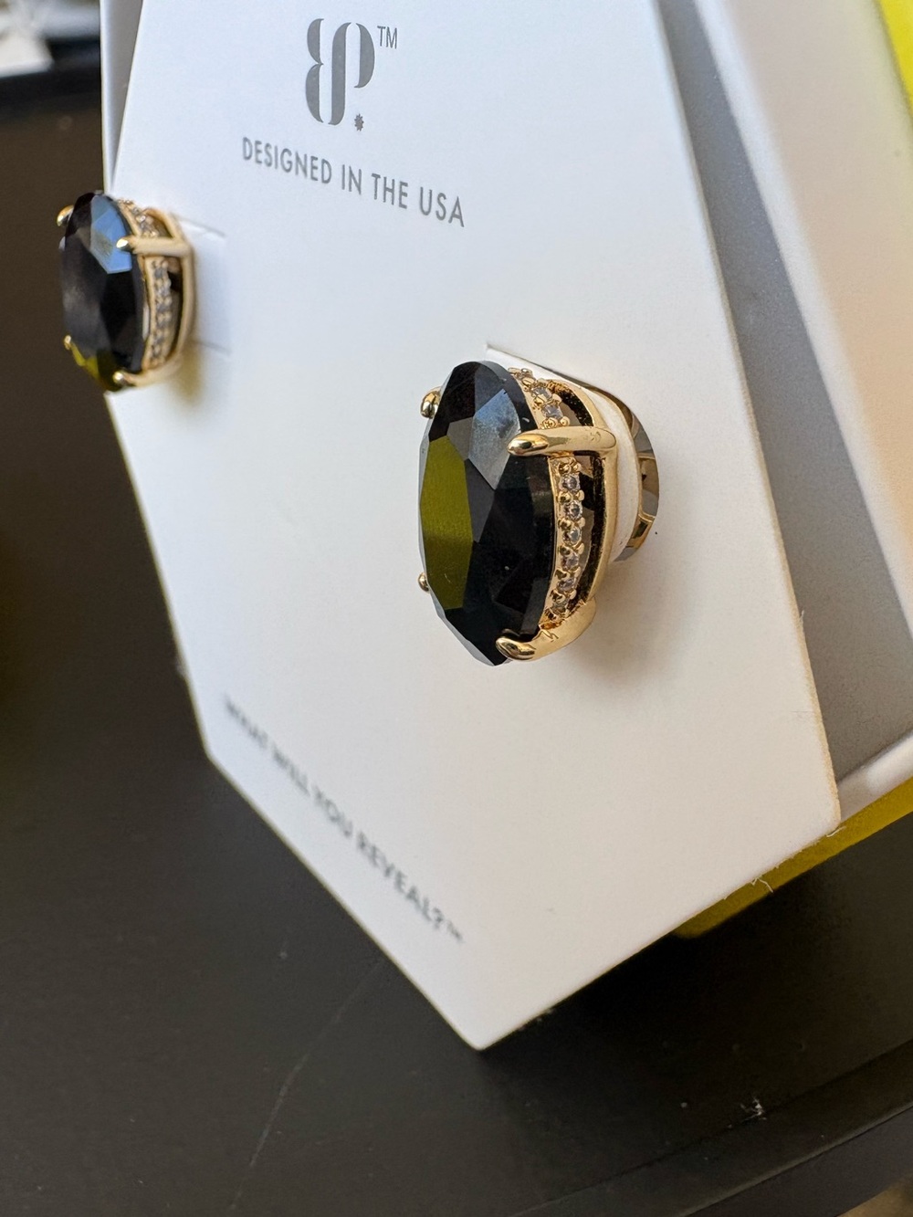 BP Gold-Tone Stud Earrings with Black Onyx Stones